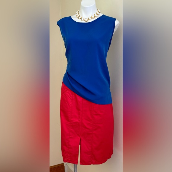 Carolina Herrera Light Red Midi Skirt Zip In Back Bottom Back Pleaded SZ 10 - Picture 2 of 15